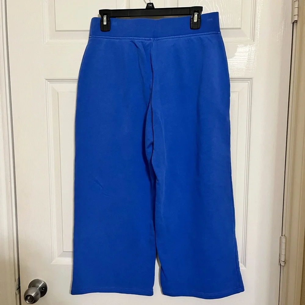 New! NWT Talbots Bright Blue Beach Terry Wide Crop Pants - Picture 4 of 10